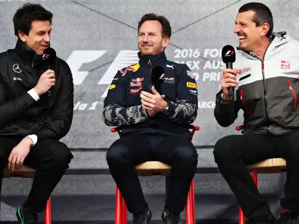 Toto Wolff, Christian Horner, and Gunther Steiner (mage via Getty images)