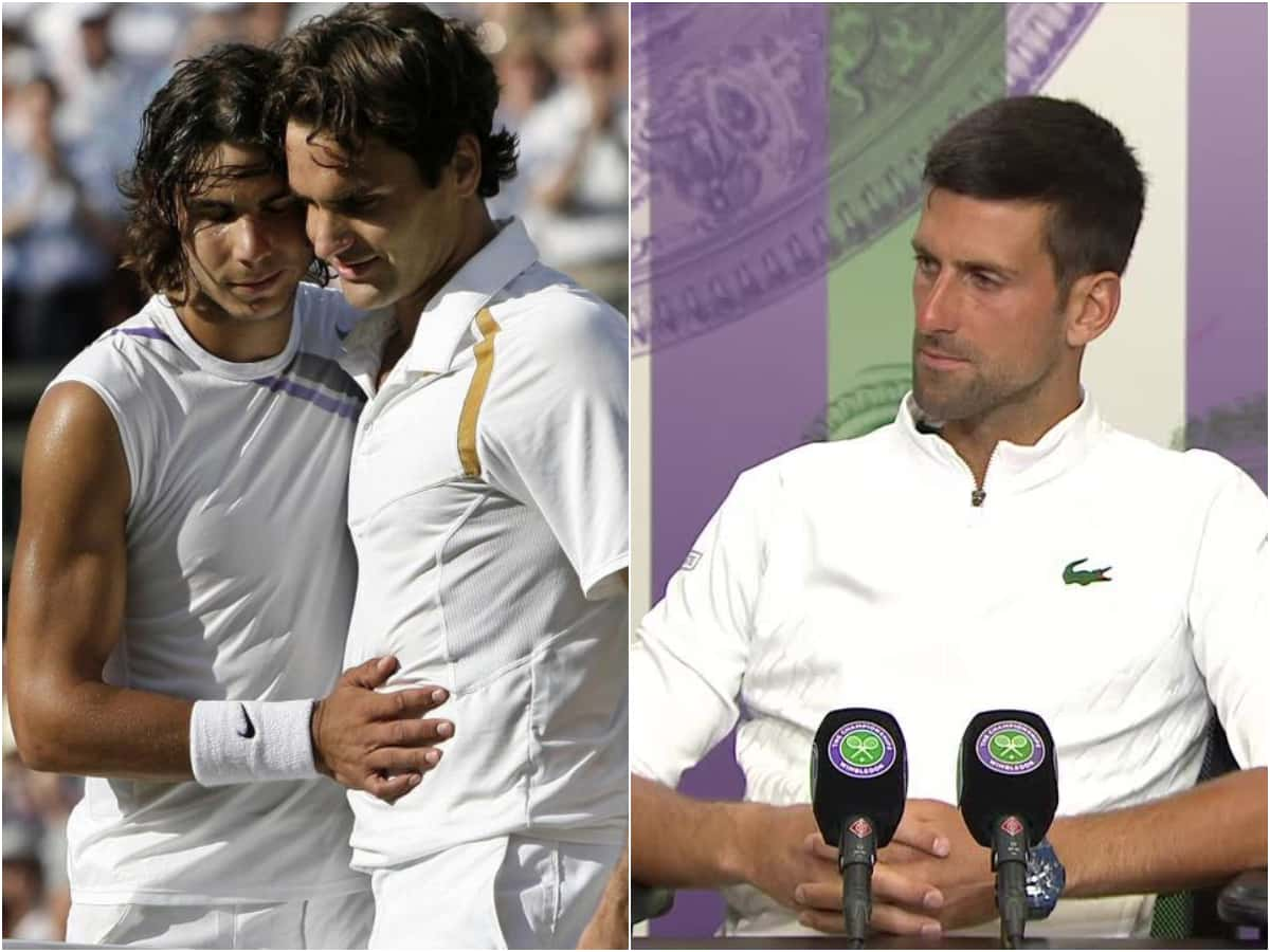 ‘Bad guy’ Novak Djokovic shut down a reporter at Wimbledon with a classy response after being questioned for chasing Rafael Nadal and Roger Federer