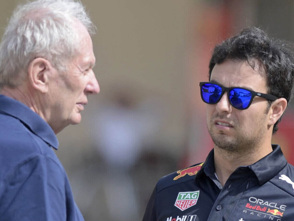 Sergio Perez and Helmut Marko (C