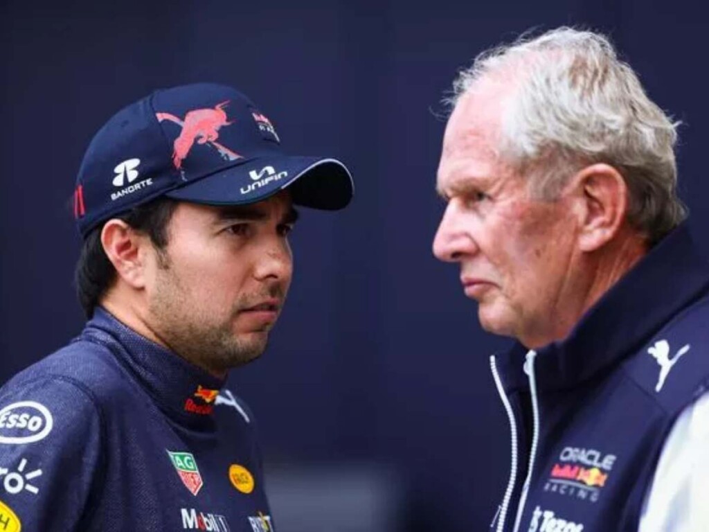 Sergio Perez and Helmut Marko (Credits: The Mirror)