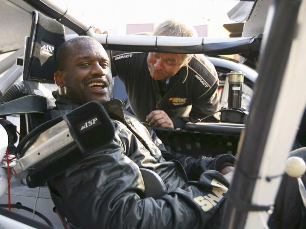 Shaquille O'Neal in NASCAR car