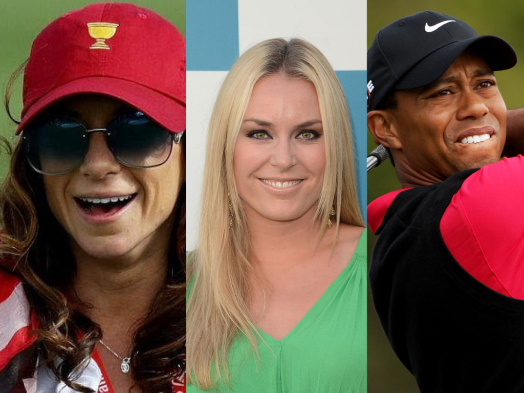 Tiger Woods,Lindsey Vonn ,Erica Herman (Image via skysports)