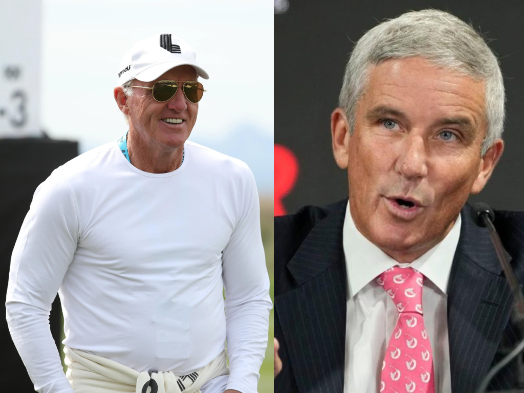 Greg Norman and Jay Monahan [Image Credit: NY Post/Golf]