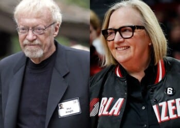 Phil Knight and Portland Trail Blazers owner Jody Allen