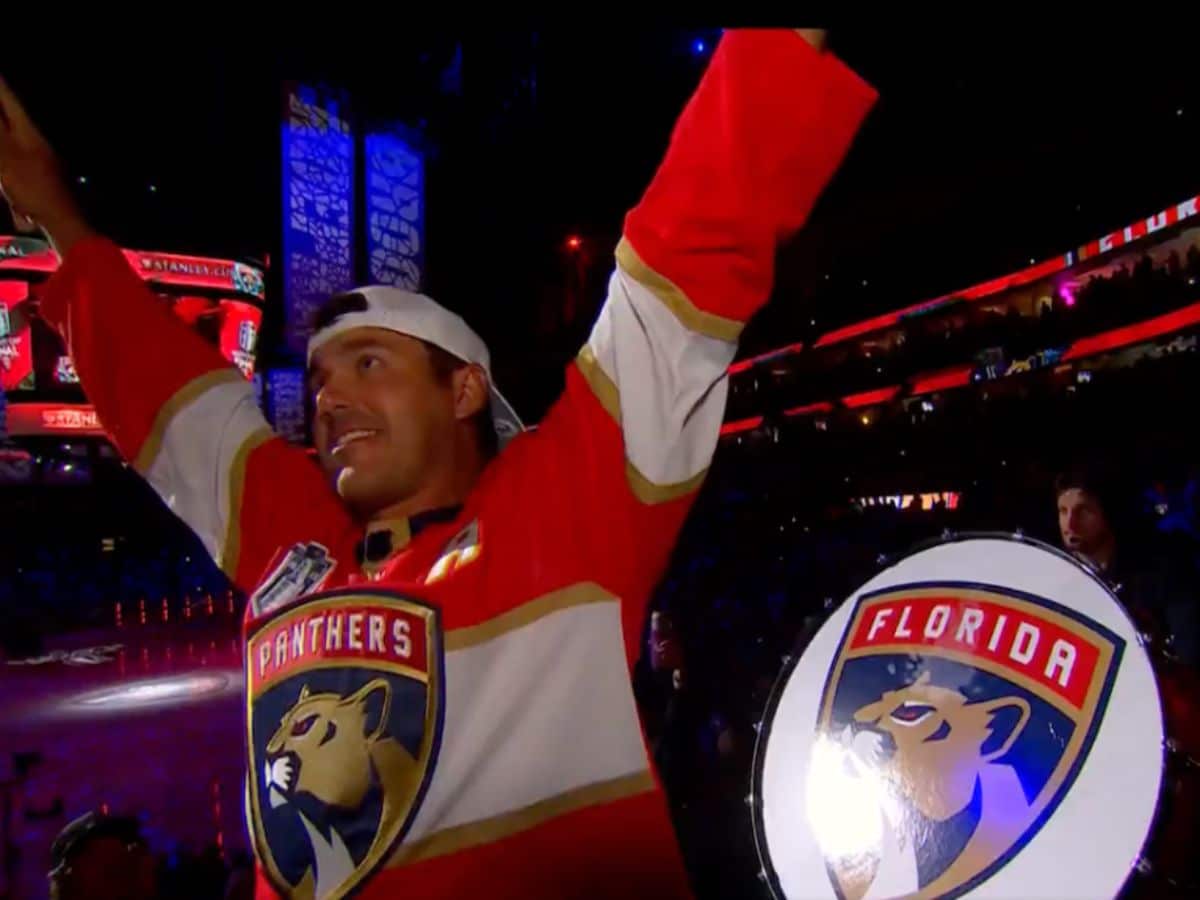 WATCH: PGA Champion Brooks Koepka HYPES Florida Panthers crowd donning Aaron Ekblad’s jersey after controversial tweet explosion