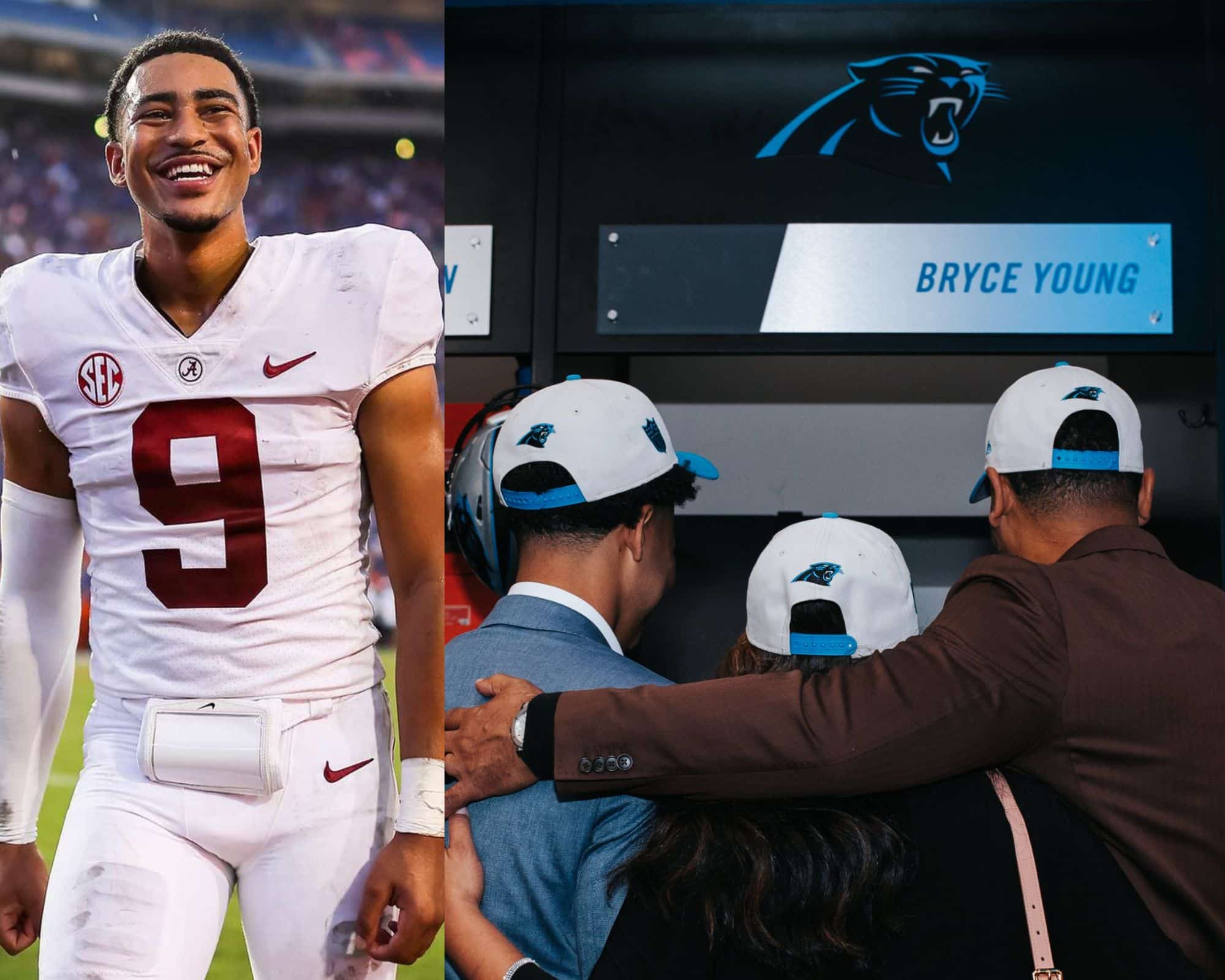 WATCH: Rookie QB Bryce Young gets EMOTIONAL as he shows the Panthers locker room to his parents for the first time