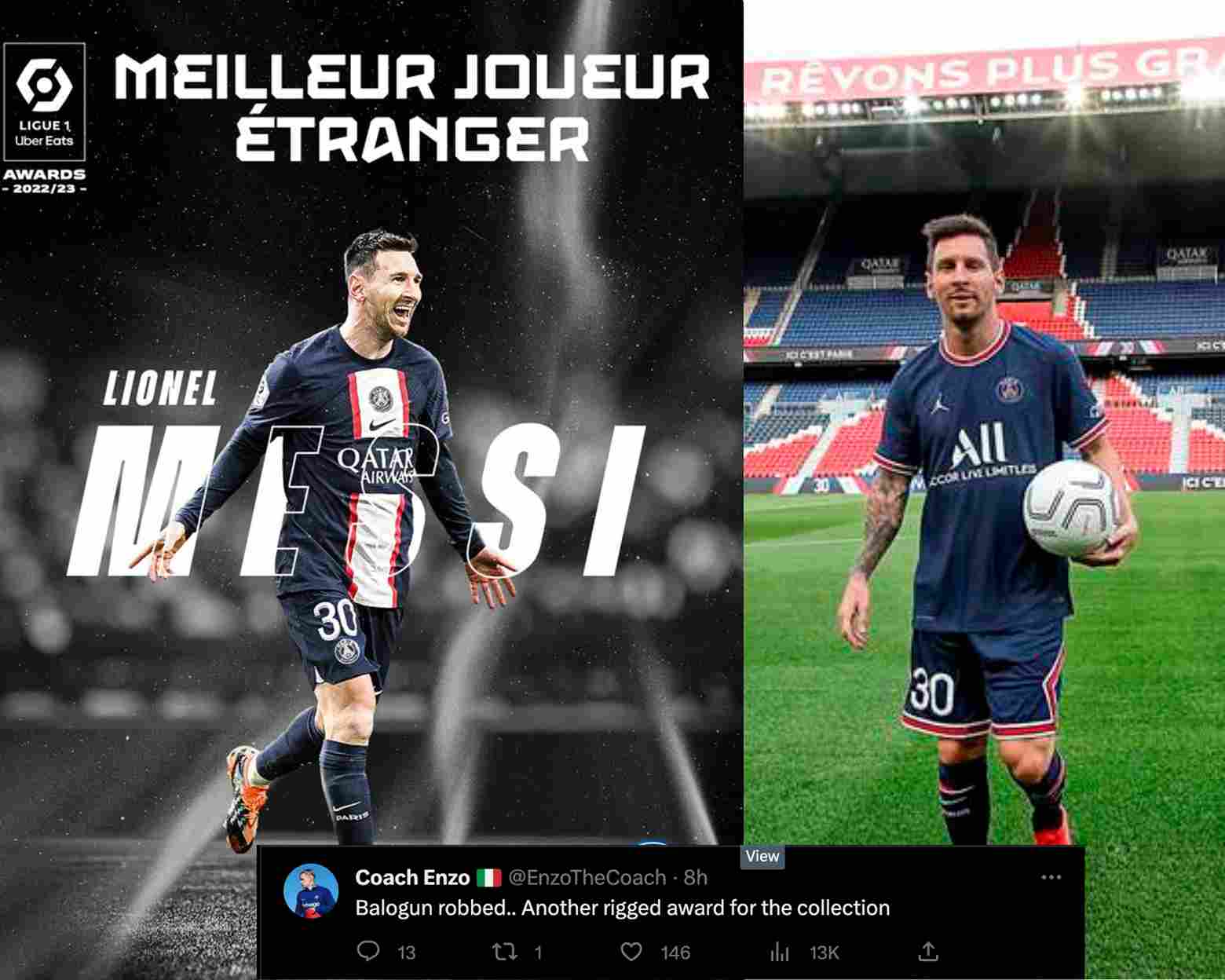 “Creating PR awards”- Fans troll Lionel Messi and Ligue 1 after the French league allegedly skips giving ‘Best Crossbar’ award this year