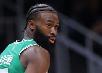 Jaylen Brown for the Boston Celtics (Image via Kevin C. Cox/Getty Images)
