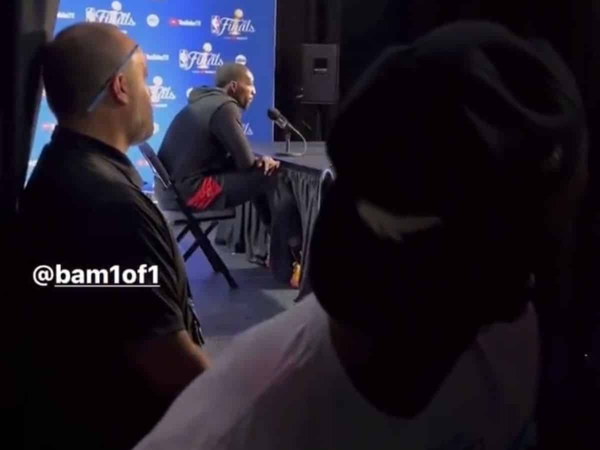 WATCH: Jimmy Butler FLASHES BACKSIDE to Bam Adebayo mid-interview