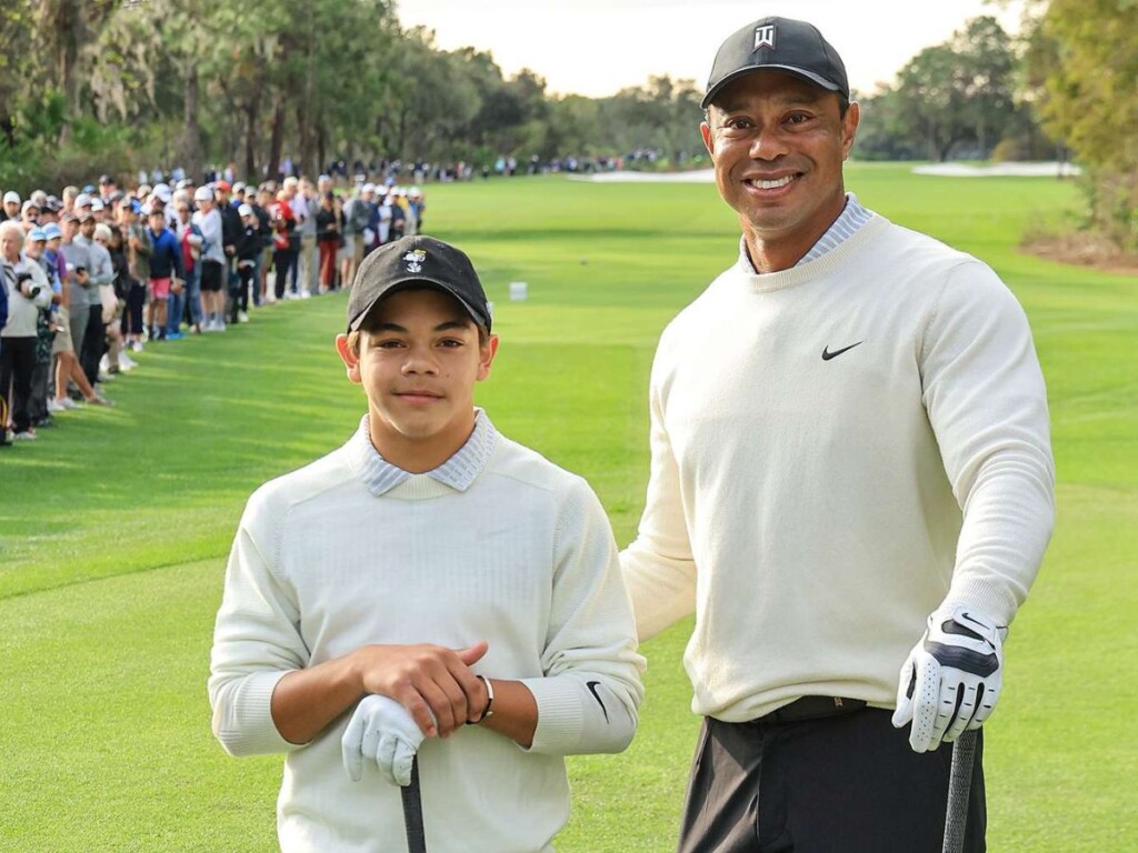 Charlie Woods and Tiger Woods 