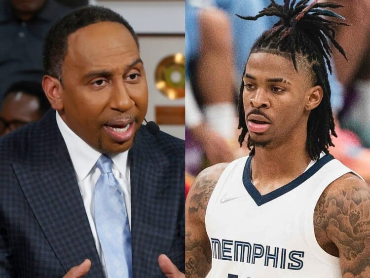 Stephen A. Smith, left and Ja Morant, right.