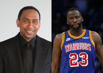 Stephen A. Smith, left, and Draymond Green, right.