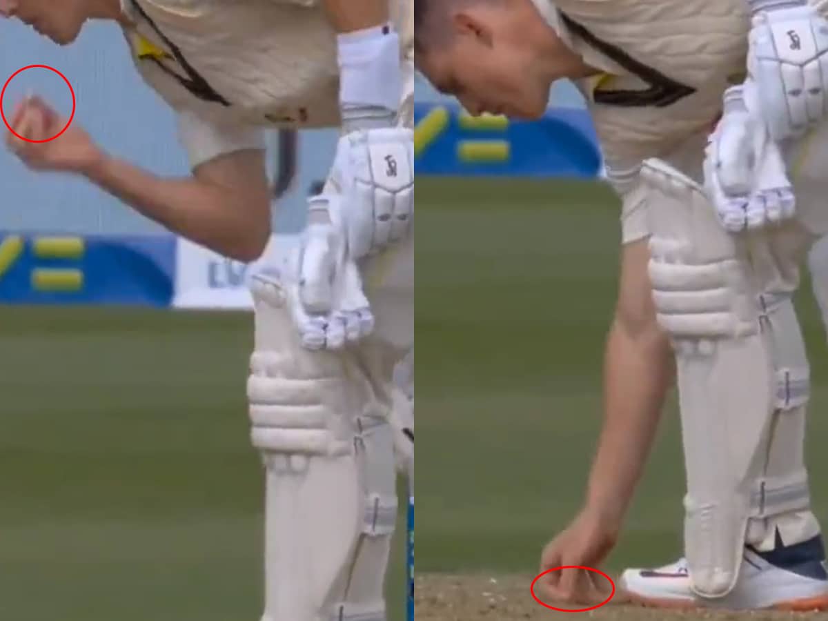 WATCH: Marnus Labuschagne drops chewing gum on the ground, picks it up, and puts it back in his mouth during second Ashes Test