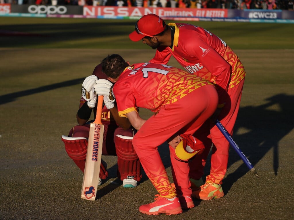 zimbabwe players console alzarri jospeh