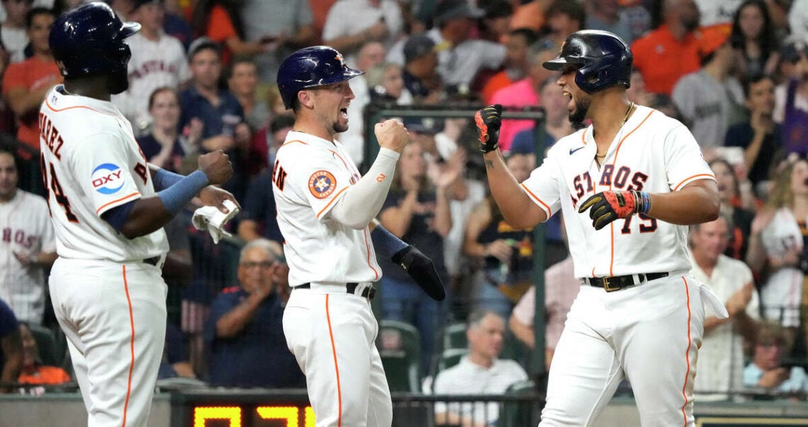 Astros celebrating