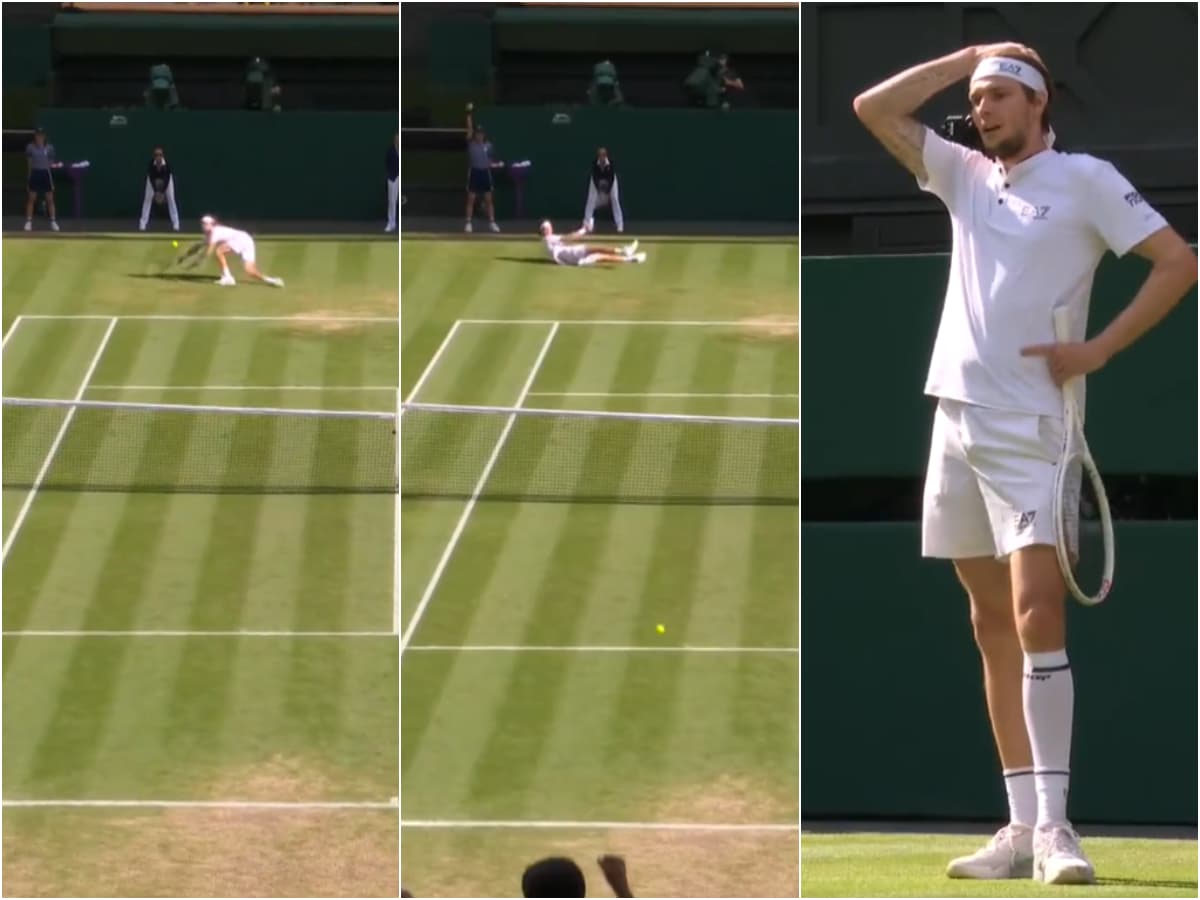 WATCH: Andrey Rublev hits an insane winner lying on the floor as Alexander Bublik holds his head in disbelief at Wimbledon