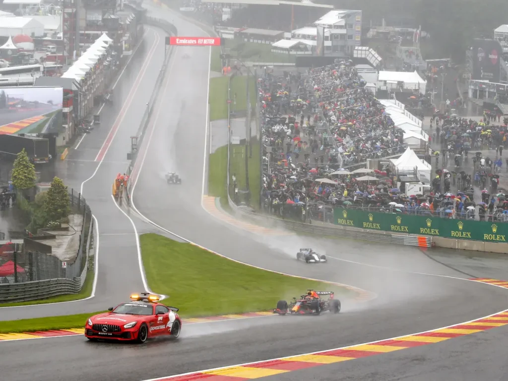 The torrential 2021 Belgian GP (Credits: The Guardian)