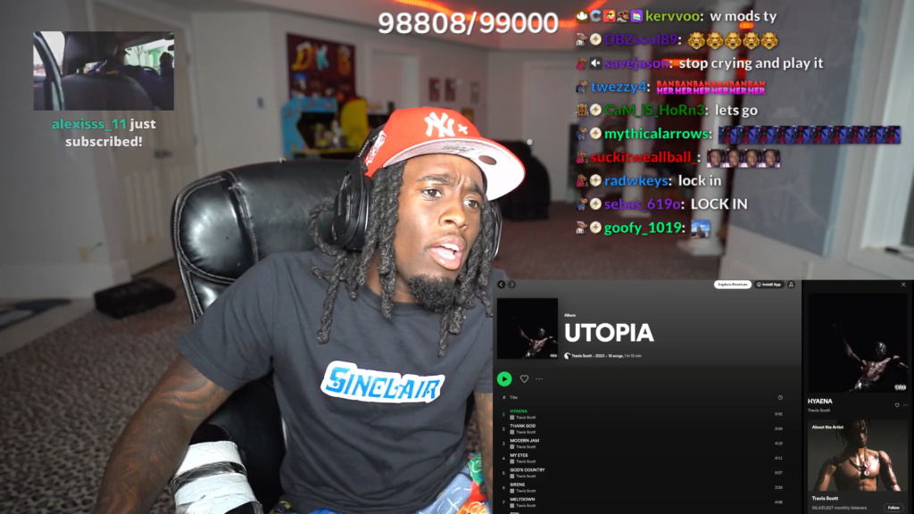 Popular streamer Kai Cenat risks Twitch ban with Travis Scott's recent album, Utopia listening party