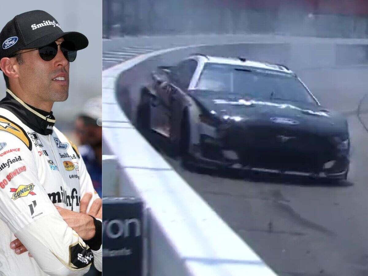 WATCH: “Send that Xfinity merchant back”- Fans react as Aric Almirola crashes out on lead lap at New Hampshire  