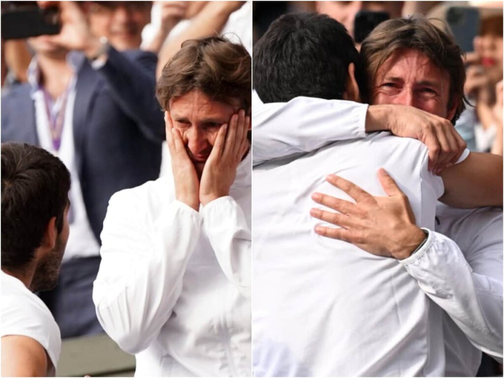 Carlos Alcaraz hugs an emotional Juan Carlos Ferrero after winning the Wimbledon 2023 (Credits: Wimbledon)