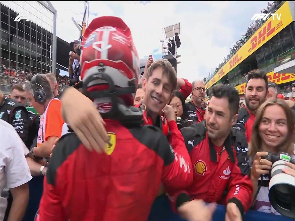 WATCH: Charles Leclerc celebrates his sensational Austrian GP P2 with brother and F2 championship contender Arthur Leclerc