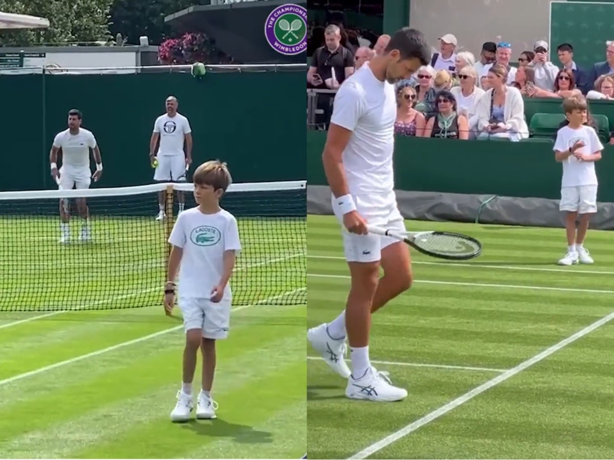 Novak Djokovic’s son Stefan shows the first signs of following his father’s footsteps, assists his dad in the preparation of Wimbledon 2023