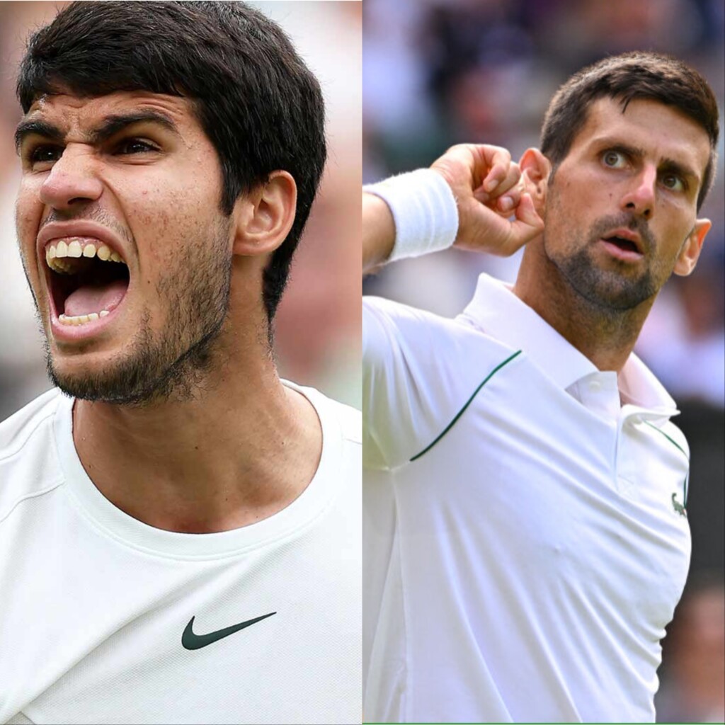 Carlos Alcaraz and Novak Djokovic (Credits: Wimbledon, Reuters)