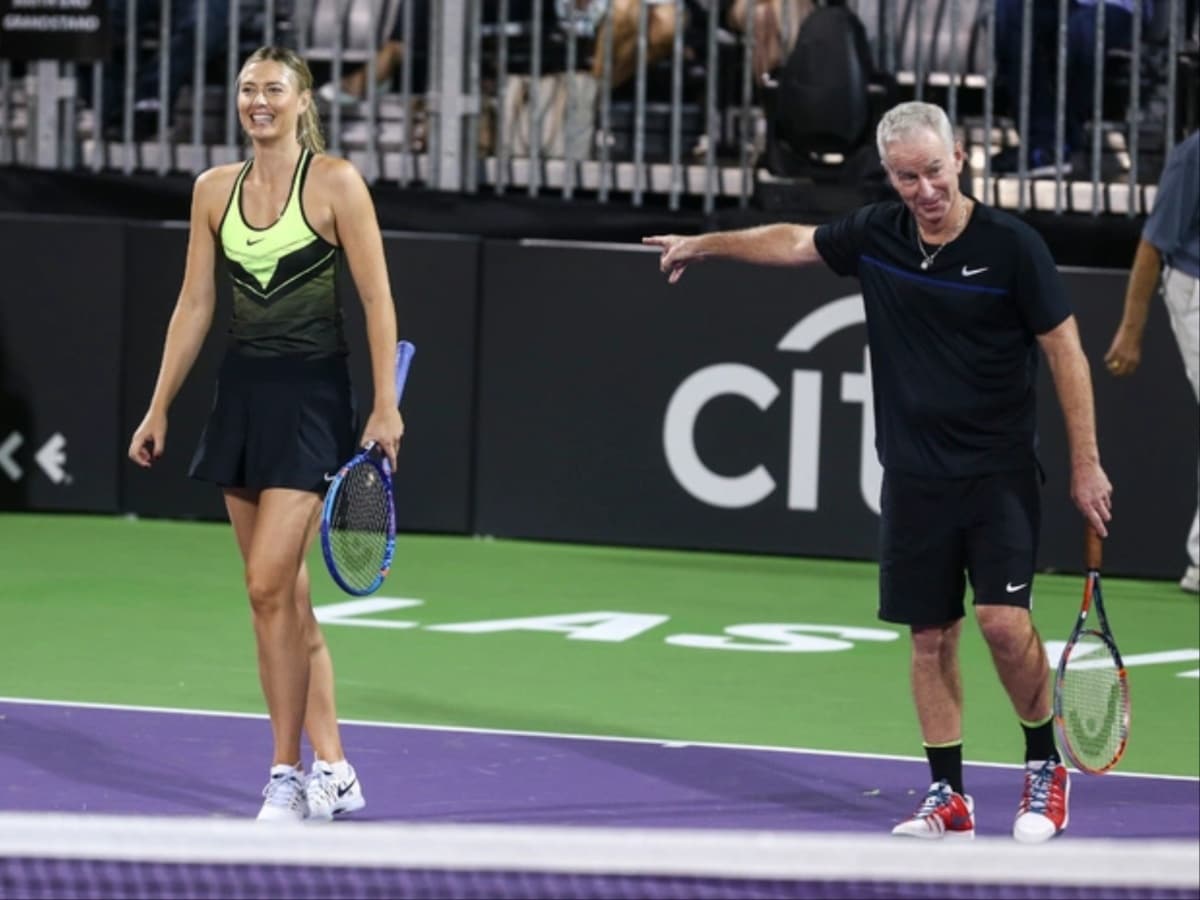 WATCH: Maria Sharapova gives John McEnroe a hard time in training as she shares her special trick