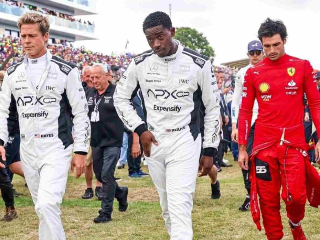 Brad Pitt, Damson Idris and Carlos Sainz