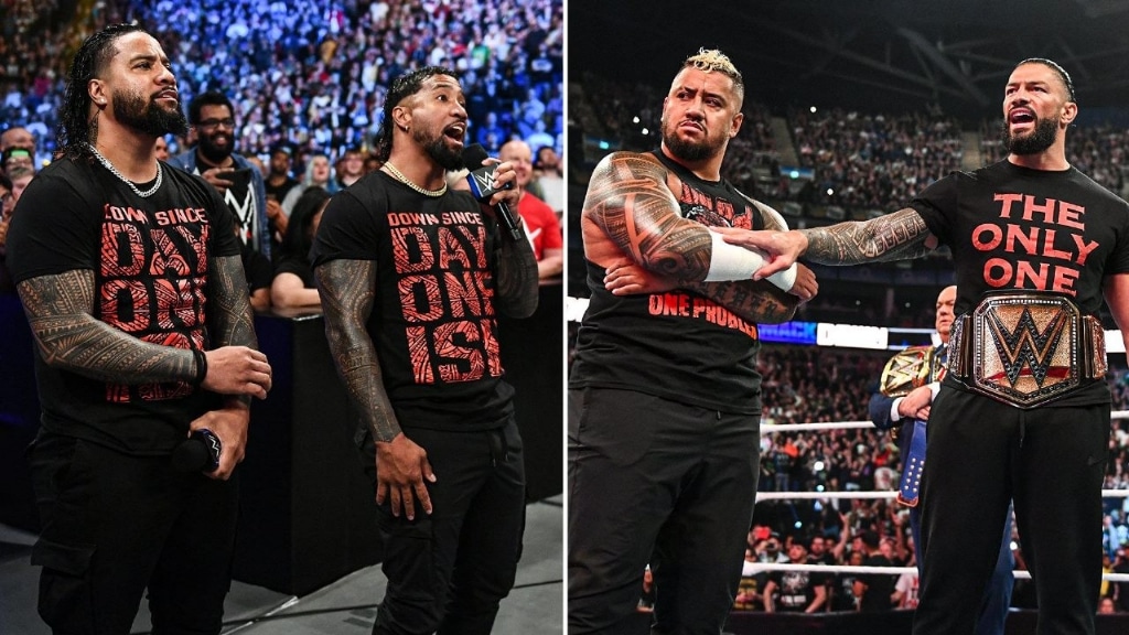 The Usos, Solo Sikoa, and Roman Reigns 