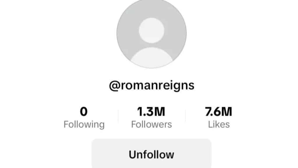 Roman Reigns' TikTok account 