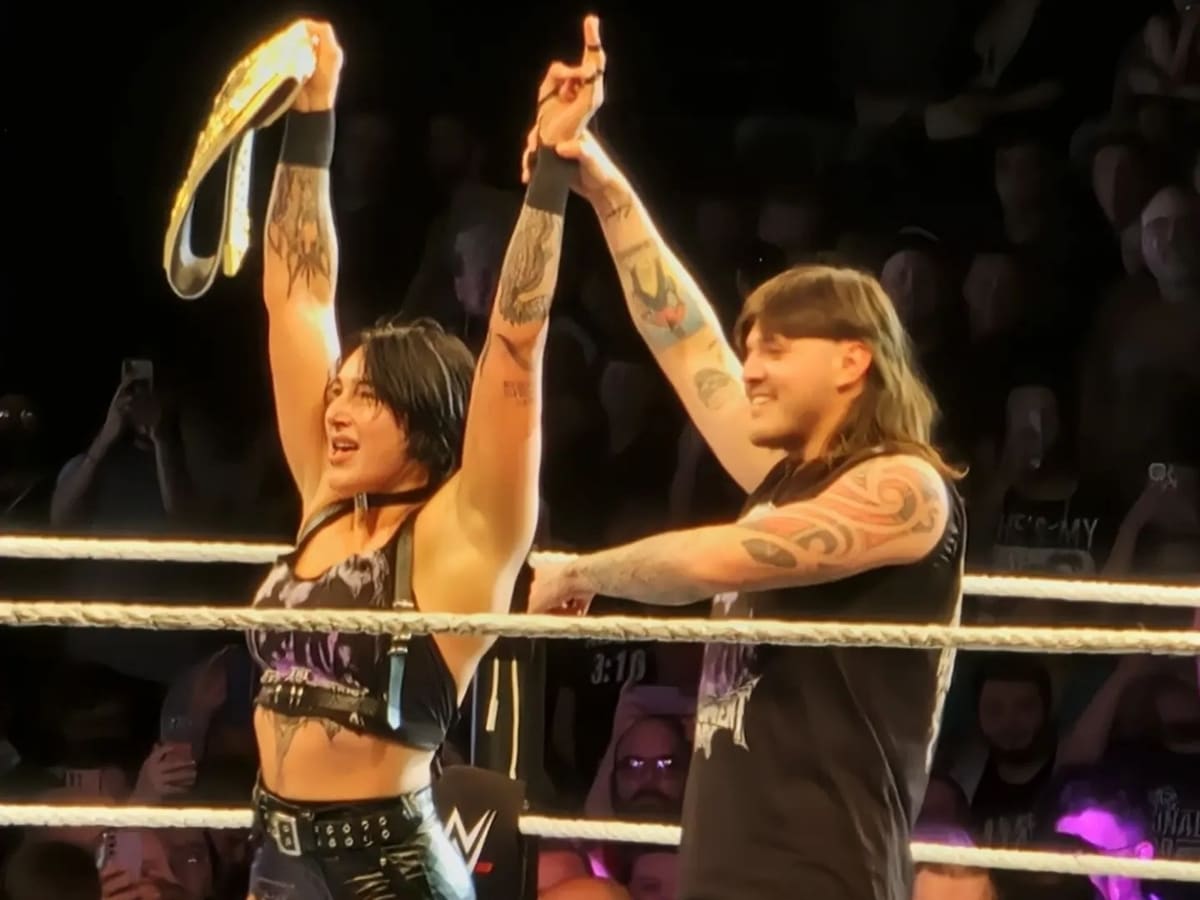 “She shook the whole ring”- WWE Universe reacts to hilarious video of overhyped Rhea Ripley chest-bumping Dominik Mysterio and almost throwing him outside the ring