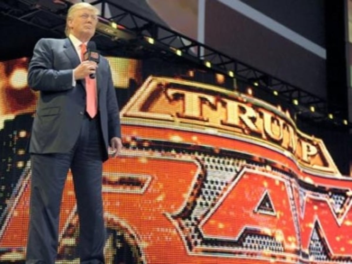 When $2.5 billion worth Donald Trump made it rain thousands of dollars on Raw to appreciate fans and mock Vince McMahon 