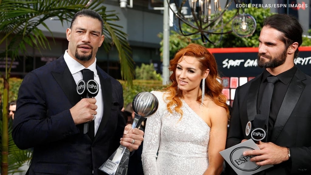 Roman Reigns with Becky Lynch and Seth Rollins at ESPY