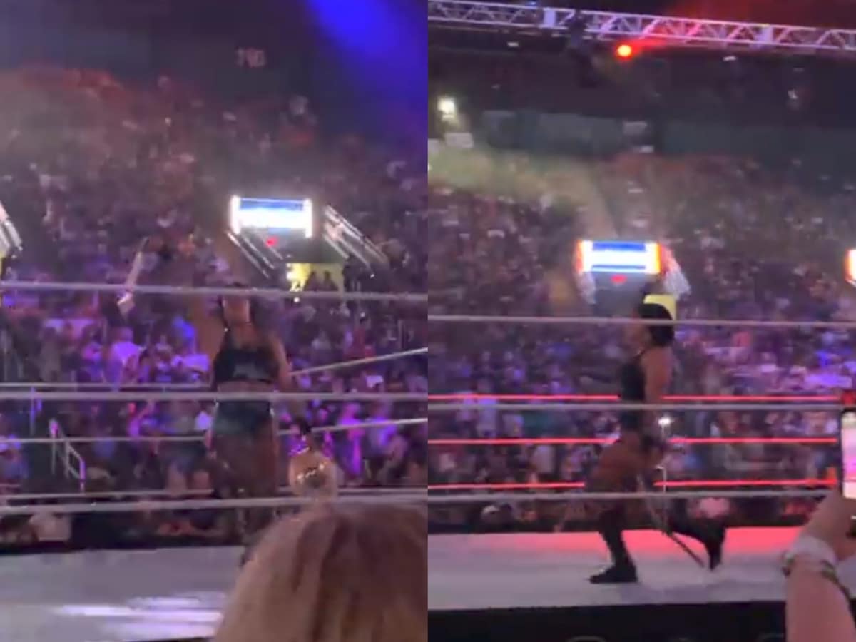 WATCH: Sickening Rhea Ripley dances around in the ring with Natalya’s hair during WWE live show