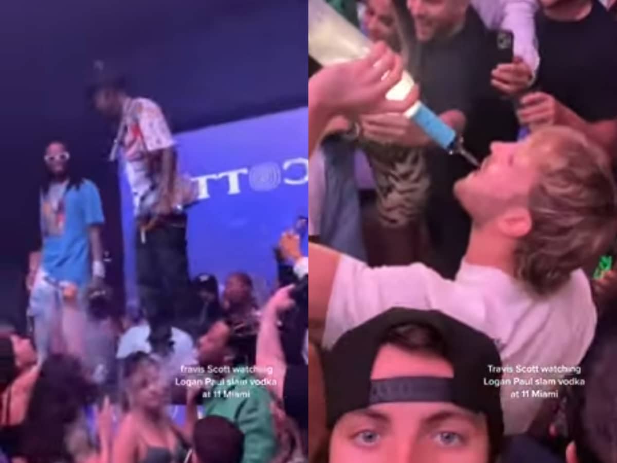 When Utopia singer Travis Scott was shocked by WWE Superstar Logan Paul slurping a whole bottle of Vodka during his show