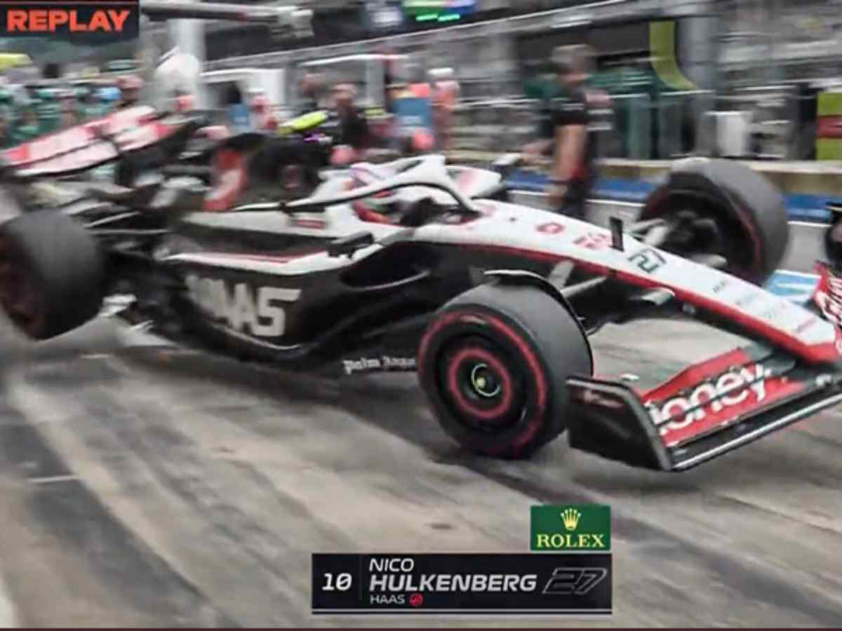 WATCH : Nico Hulkenberg puts Mechanic’s life in danger as his Haas flung into the air in the pit lane at Austria