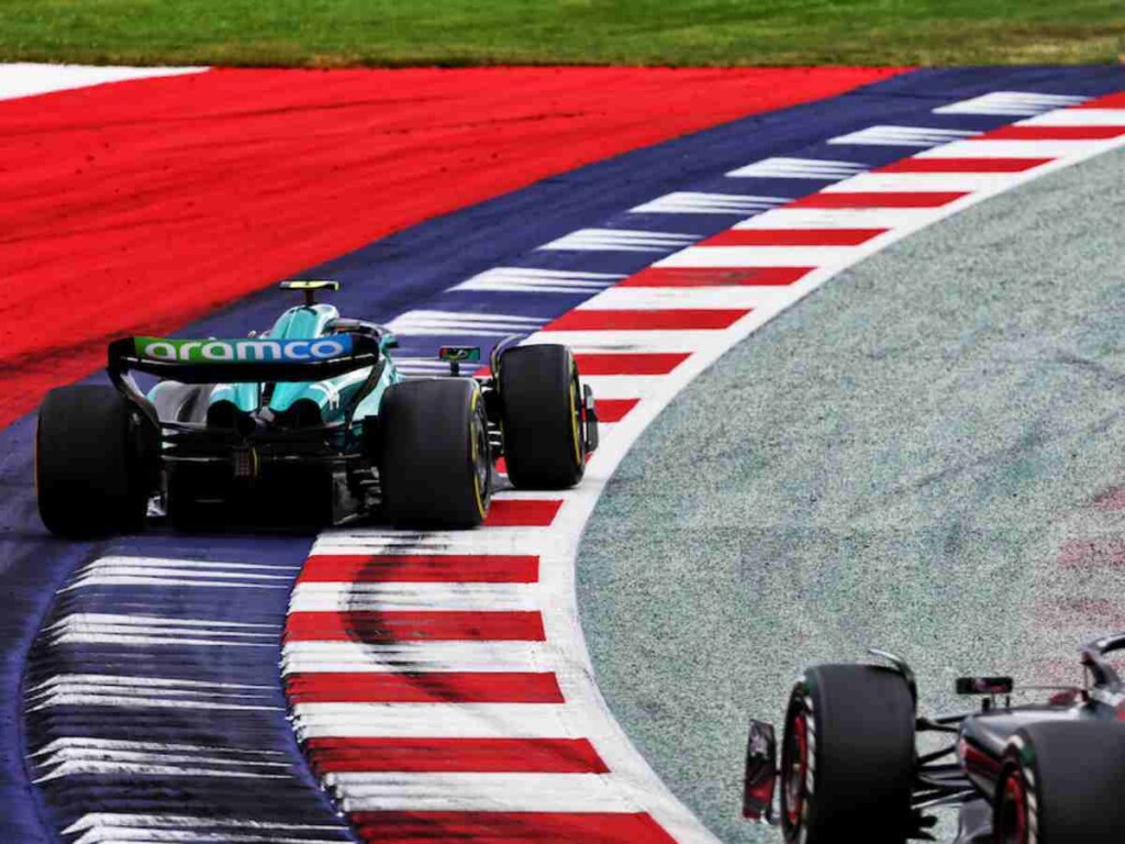 Aston Martin outside the track limits at the Austrian GP