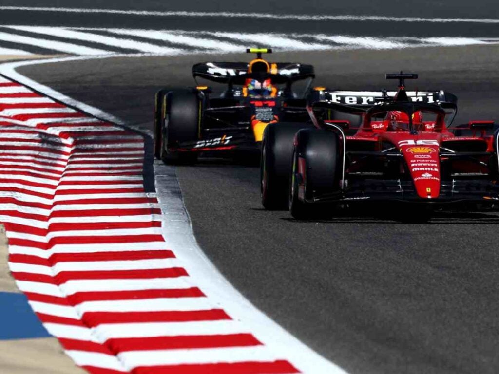 Charles Leclerc ahead of Max Verstappen at the Miami GP