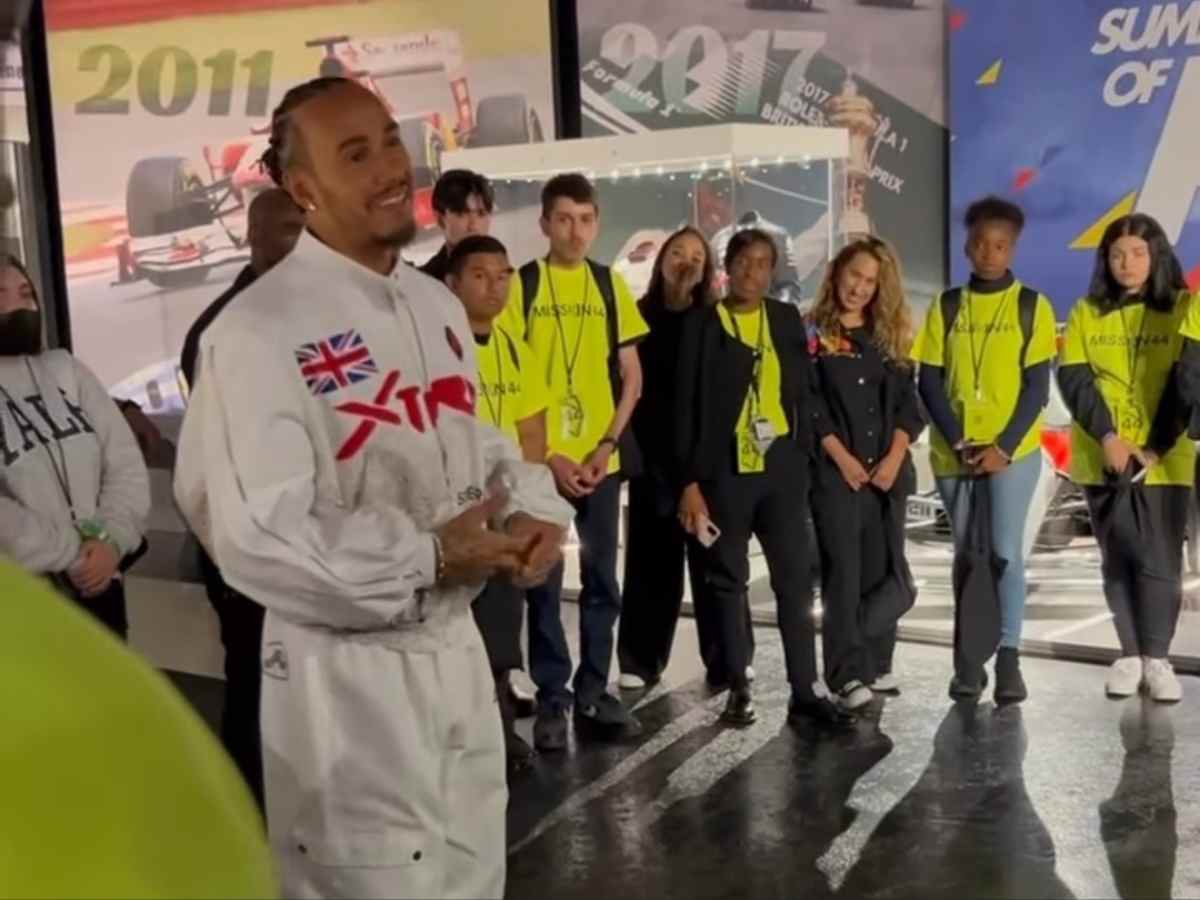 Lewis Hamilton meets young STEM enthusiasts who visited Silverstone for a glimpse at the F1 paddock life