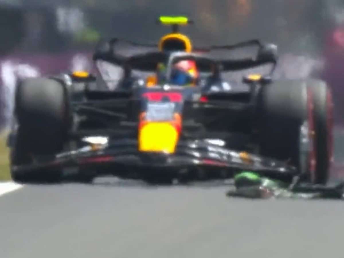 WATCH: Sergio Perez tackles a plastic bag on the track at British GP in Free practice that Max Verstappen labeled ‘driving on ice’