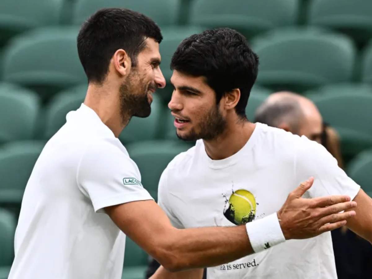 Carlos Alcaraz was spotted sharing a ‘heartwarming’ moment with Novak Djokovic’s son moments after the 23-time major champion teared up on the court