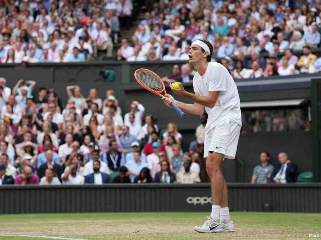 Taylor Fritz during his match against Mikael Ymer.