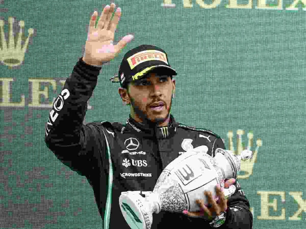 Lewis Hamilton on the Hungarian GP podium