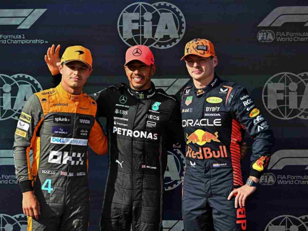 Lando Norris, Lewis Hamilton, and Max Verstappen post-Qualifying at the Hungarian GP (Credits: @Hqformula/Twitter0