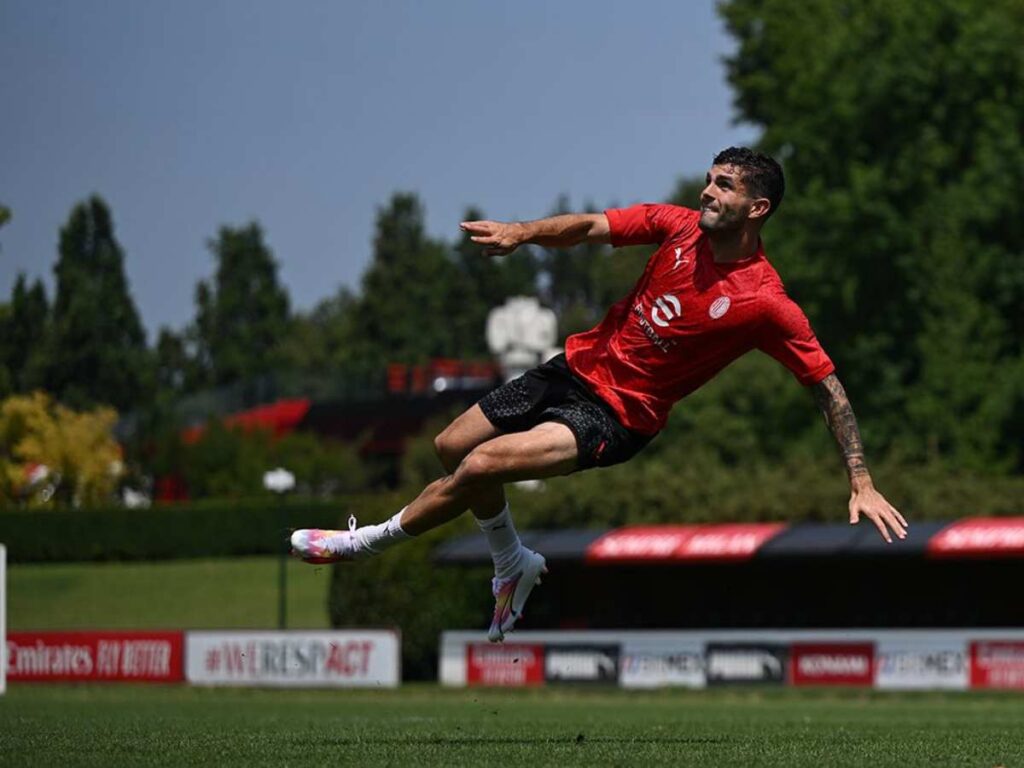 Christian Pulisic at training camp for AC Milan