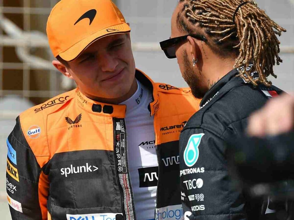 Lando Norris and Lewis Hamilton (image via Sky Sports)