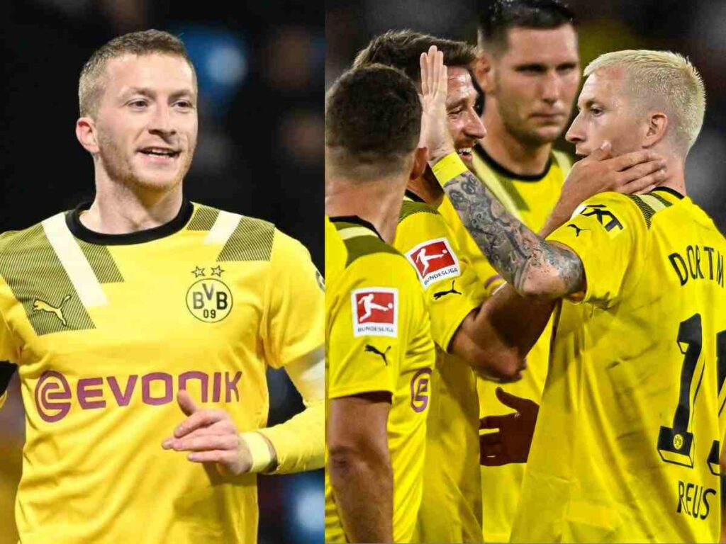 Marco Reus (L), Reus with Dortmund teammates