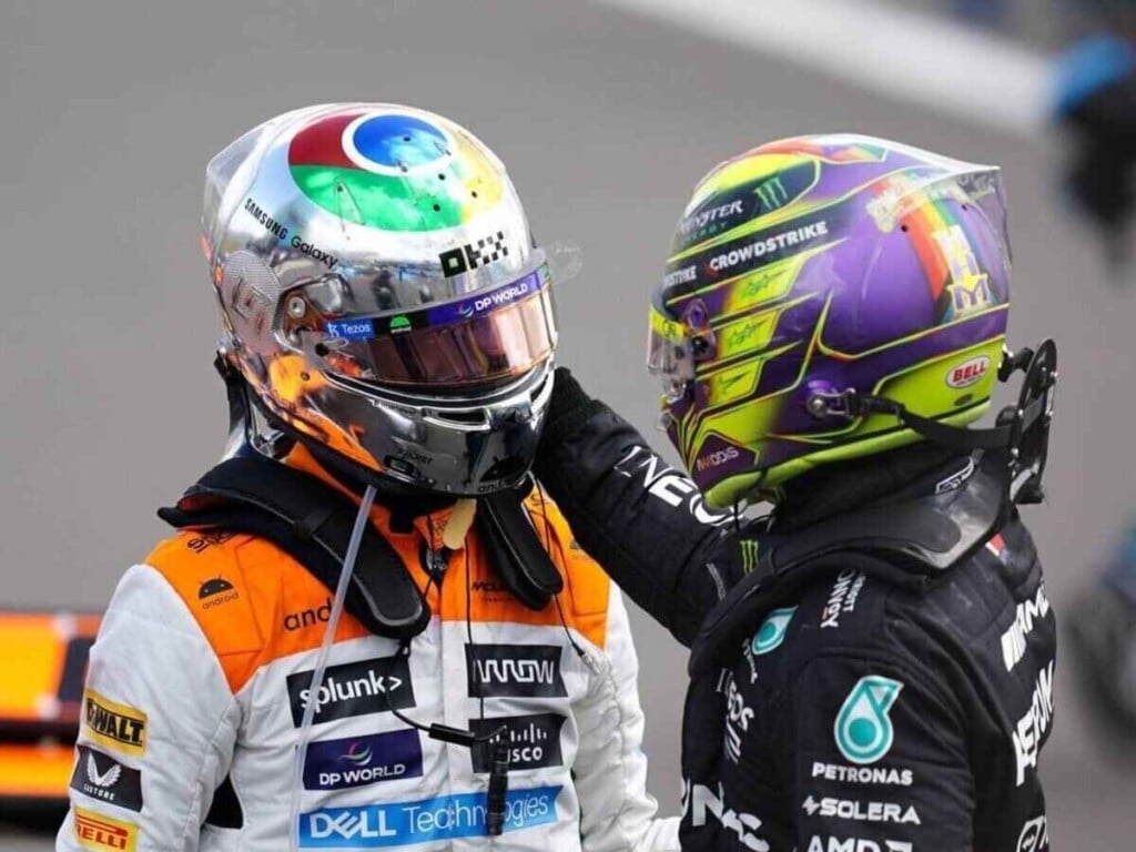 Lando Norris and Lewis Hamilton after British GP (Credits: @SirLewisUpdates/Twitter)