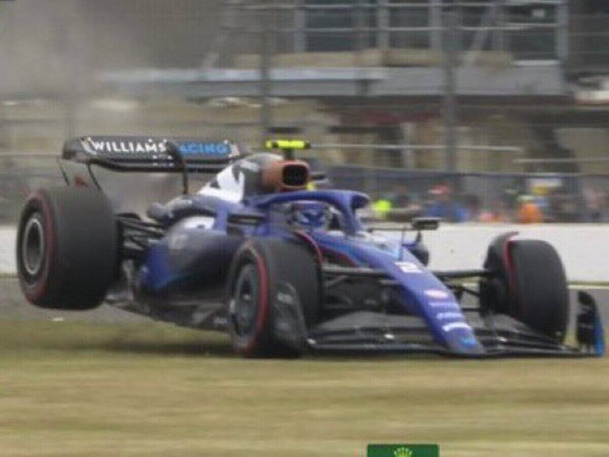 WATCH: Williams’ American rookie Logan Sargeant goes airborne and mows the lawn at British GP qualifying